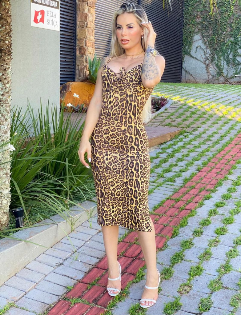 Vestido onca cheap midi