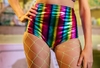 hotpant malha arco-íris metalizada