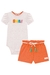 Conjunto infantil de Body SMILE e Shorts em Malha Arrugada - Frente