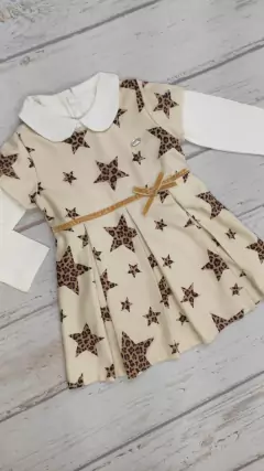 Vestido e Blusa Infantil Inverno Estrela Animal Print