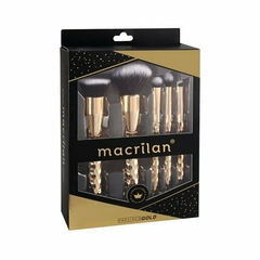 Kit com 5 Pincéis Profissionais para Maquiagem Precious Gold MACRILAN ED006