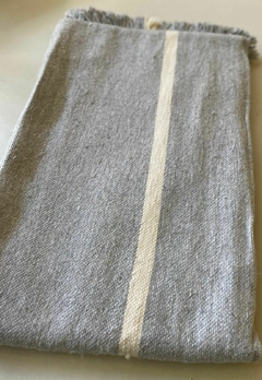 Alfombra/Manta de algodón -gris con 1 raya cruda 1,60x2,00 - comprar online