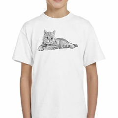 Remera Gato Persa Acostado Dibujo