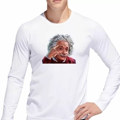 Remera Manga Larga Albert Einsteint Dibujo Pensador