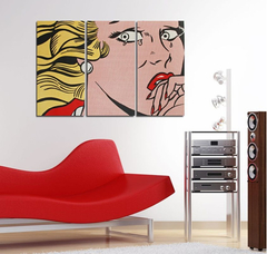 Cuadro Triptico Lichtenstein Pop Art Crying Girl