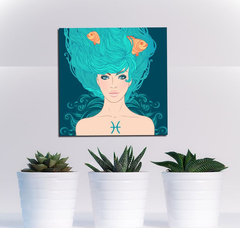 Cuadro Piscis Mujer Peces Astrologia Blue Hair