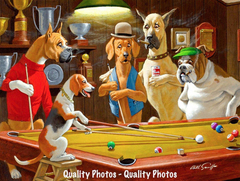 Cuadro Perros Jugando Pool Playing Billar Dogs #2