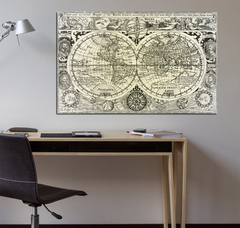 Cuadro Mapa Antiguo Vintage Mundo - comprar online