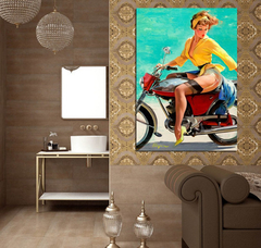 Cuadro Pin Up Girl Moto Vintage