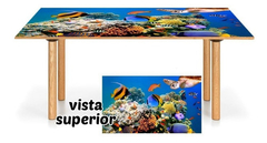 Vinilo Para Mesa Peces Coral Acuario Tortura Oceano Wild