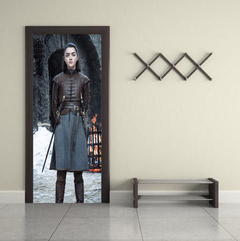 Vinilo Para Puerta Game Of Thrones Arya Stark Warrior