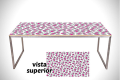 Vinilo Para Mesa Animal Print Rosa Blanco Leopardo