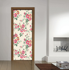 Vinilo Para Puerta Flores Beige Home Love