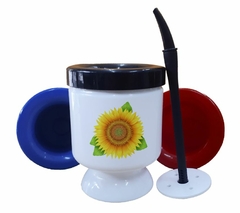 Mate Girasol Flor Hojas Amrillo Naturaleza