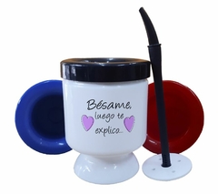 Mate Beso Kiss Rosa I Love You Boca Art - comprar online