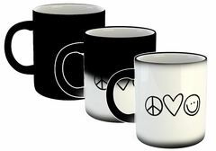 Taza Simbolos Paz Amor Y Felicidad en internet