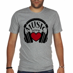 Imagen de Remera Musica Amor Love Corazon Auriculares