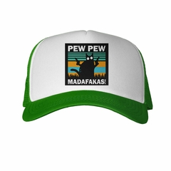 Gorra Pew Pew Madafakas Gato Pistola Verde Azul - TiendaCubik