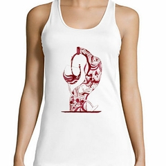 Musculosa Deportiva Botella Copa Vino Tinto Figura Beso