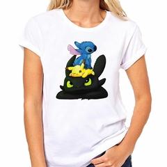 Imagen de Remera Pikachu Stich Chimuelo Dragon Pokemon