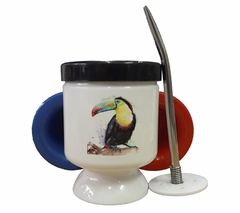 Mate Tucan En Una Rama Hojas Flores - comprar online