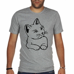 Remera Gato Mirando Curioso Vector