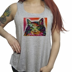 Musculosa Gato Dibujo Pintura Colores Art