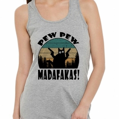 Musculosa Deportiva Pew Pew Madafakas Gato Arbol Color