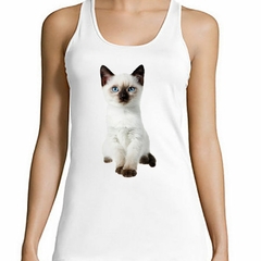 Musculosa Deportiva Gato Siames Sentado Cute