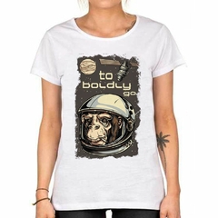 Remera Monkey Smoking Cigarrete To Boldly Go - tienda online