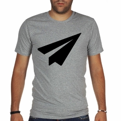 Remera Avion Plane Papel Vector Negro - TiendaCubik