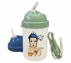 Cantimplora Pin Up Girl Mujer Azul