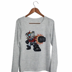 Remera Manga Larga Mazinger Z Caricatura Puño Robot - TiendaCubik