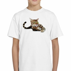 Remera Gato De Bengala Lamiendose - TiendaCubik