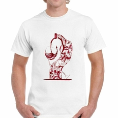 Remera Botella Copa Vino Tinto Figura Beso