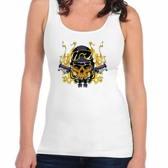 Musculosa Deportiva Skull On Motorcycle Fire Art - comprar online