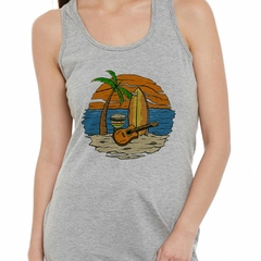 Musculosa Deportiva Tropical Tabla Instrumento Playa Viaje