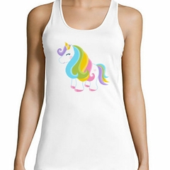 Musculosa Deportiva Unicornio Con Pelo Largo De Colores