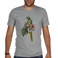 Remera Ave Guacamayo Watercolor Art Flor Tropical en internet