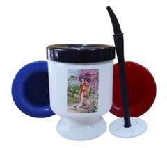 Mate Geisha Japones Flores Woman Color Art - comprar online