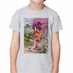 Imagen de Remera Geisha Japones Flores Art Abanico