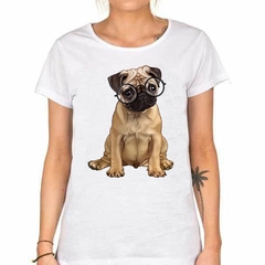 Imagen de Remera Pug Intelectual Con Lentes