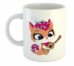 Taza Gato Dulce Ojos Guitarra Musica