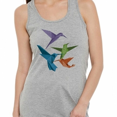 Musculosa Deportiva Birds Origami Aves Colores Art