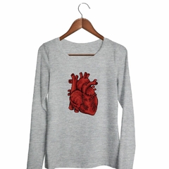 Remera Manga Larga Corazon Latido Organo Sangre Amor - comprar online