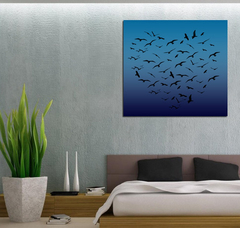 Cuadro Azul Aves Minimalista Amor Love San Valentin