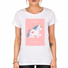 Remera I Believe In Unicorns Rosa Creo En Unicornios Pink