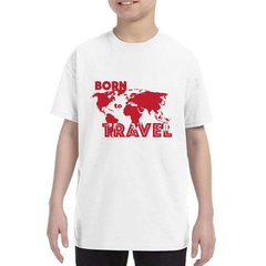 Remera Born To Travel Mapa Mundo Viajero #3 - tienda online