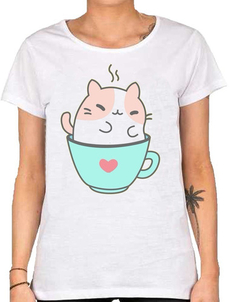 Remera Gato Kawaii De Te Cafe Michi Cute Cat Gatito Lov