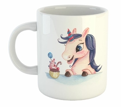 Taza Unicornio Feliz Comiendo (Taza De Ceramica)